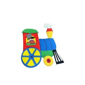 Vintage Wooltex Baby Nursery Decor Teacher Wall Hanging Train Engine Conductor